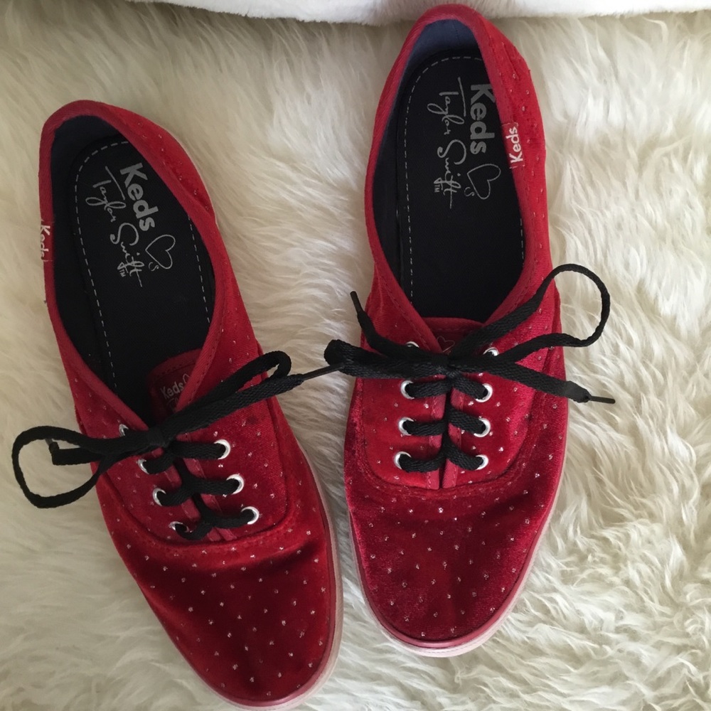 Keds Taylor Swift Red Suede Girls Shoes Size 7